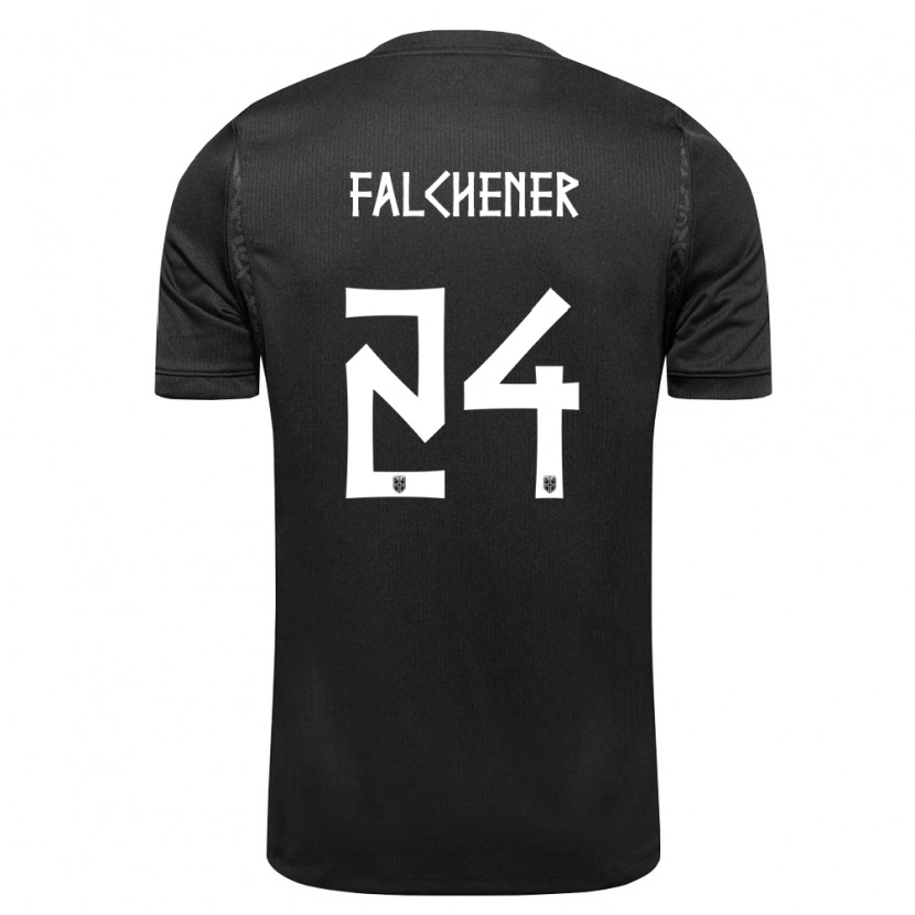 Danxen Mujer Camiseta Noruega Henrik Falchener #24 Negro 2ª Equipación 26-28 La Camisa