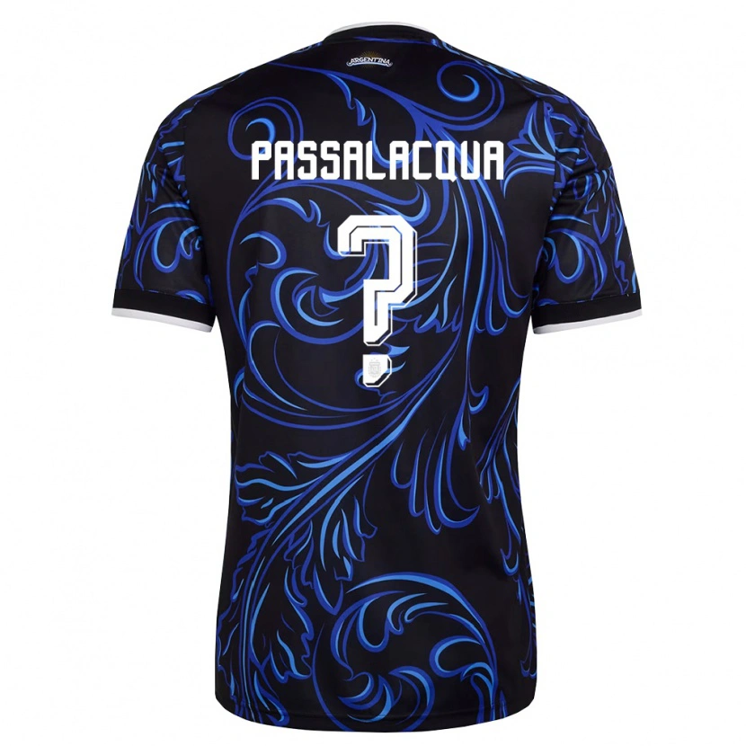 Danxen Mujer Camiseta Argentina Ramiro Passalacqua #0 Negro Blanco Azul Cielo 2ª Equipación 26-28 La Camisa