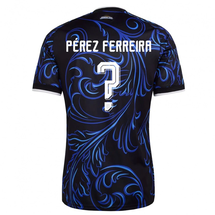 Danxen Mujer Camiseta Argentina Thiago Pérez Ferreira #0 Negro Blanco Azul Cielo 2ª Equipación 26-28 La Camisa