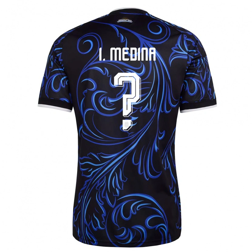 Danxen Mujer Camiseta Argentina Iván Medina #0 Negro Blanco Azul Cielo 2ª Equipación 26-28 La Camisa