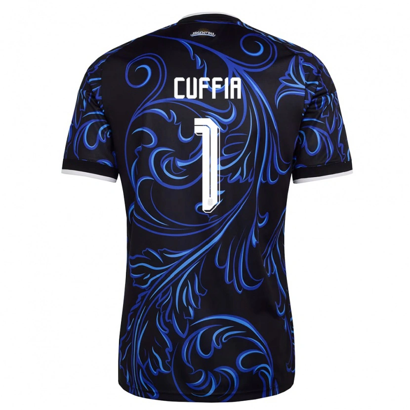 Danxen Mujer Camiseta Argentina Lucas Cuffia #1 Negro Blanco Azul Cielo 2ª Equipación 26-28 La Camisa