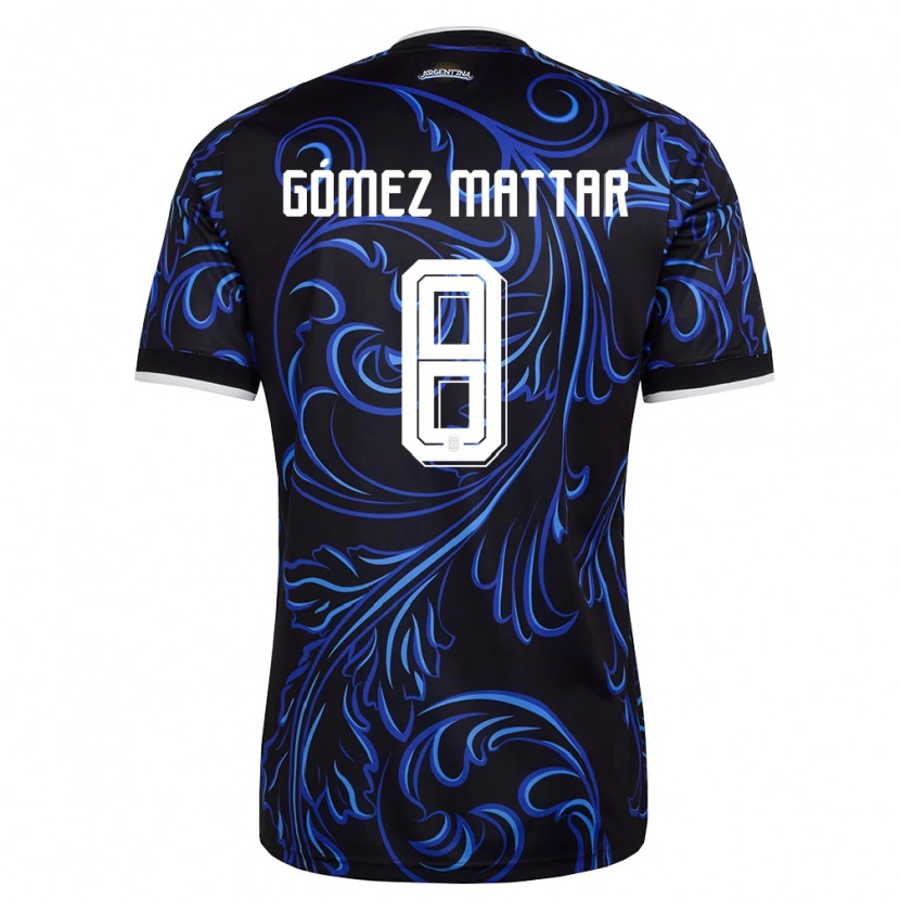 Danxen Mujer Camiseta Argentina Jerónimo Gómez Mattar #8 Negro Blanco Azul Cielo 2ª Equipación 26-28 La Camisa