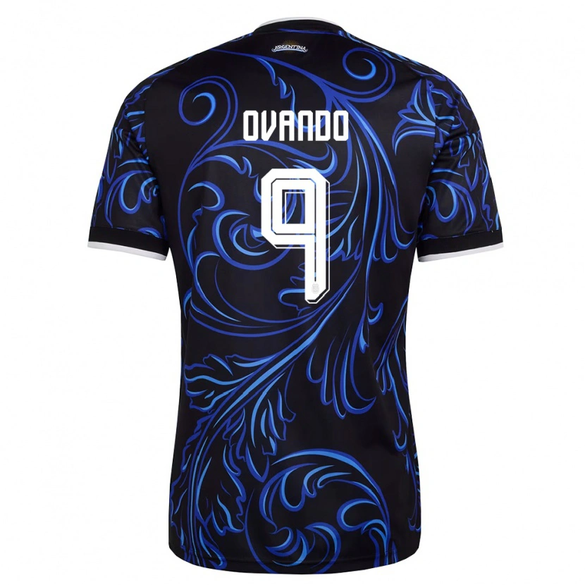 Danxen Mujer Camiseta Argentina Lautaro Ovando #9 Negro Blanco Azul Cielo 2ª Equipación 26-28 La Camisa
