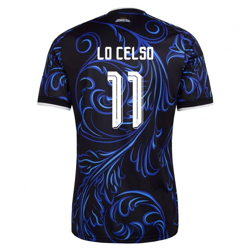 Danxen Mujer Camiseta Argentina Giovani Lo Celso #11 Negro Blanco Azul Cielo 2ª Equipación 26-28 La Camisa