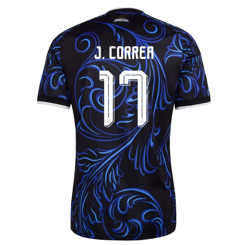 Danxen Mujer Camiseta Argentina Joaquin Correa #17 Negro Blanco Azul Cielo 2ª Equipación 26-28 La Camisa