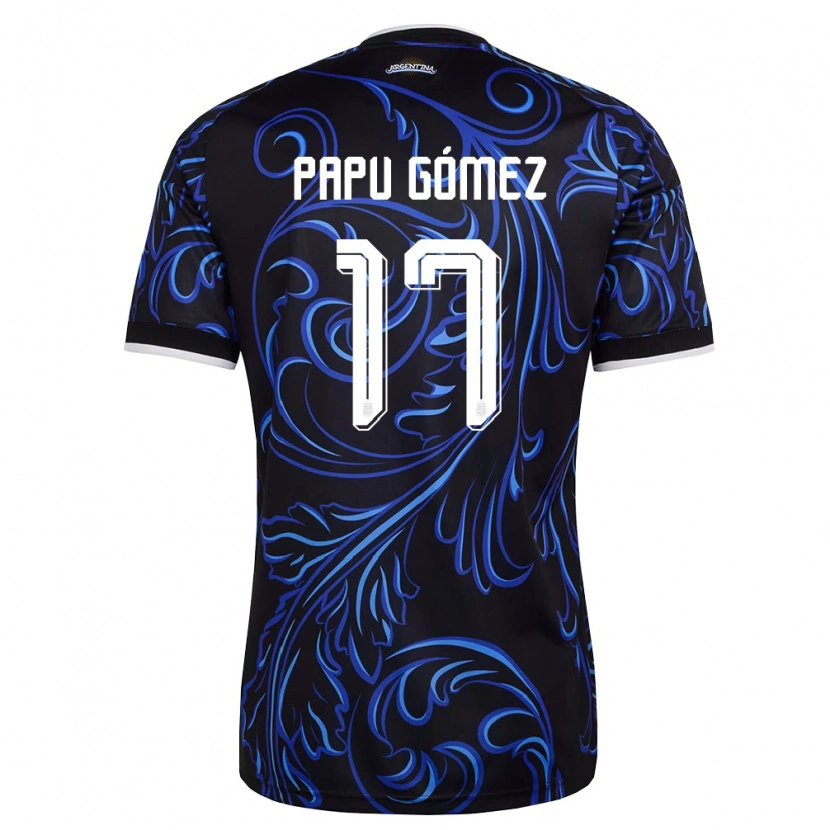 Danxen Mujer Camiseta Argentina Papu Gomez #17 Negro Blanco Azul Cielo 2ª Equipación 26-28 La Camisa