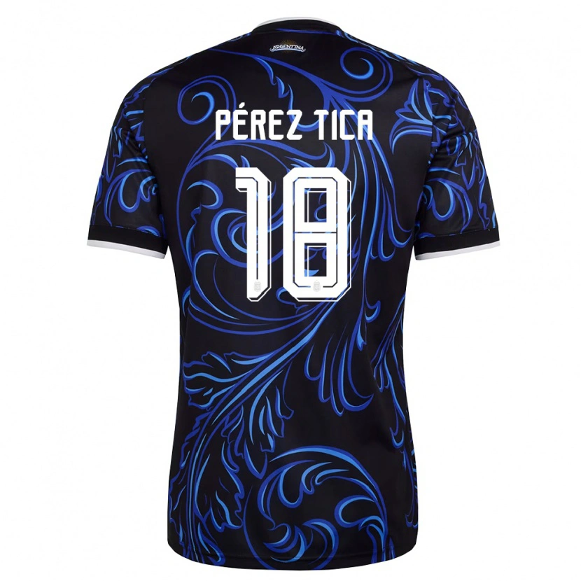 Danxen Mujer Camiseta Argentina Jeremias Perez Tica #18 Negro Blanco Azul Cielo 2ª Equipación 26-28 La Camisa