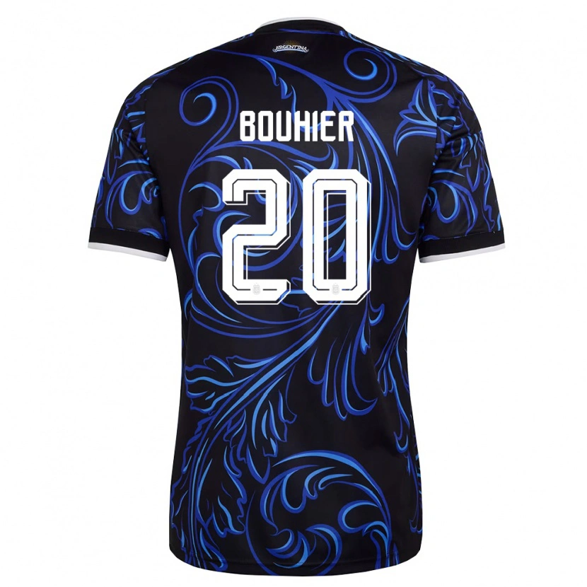 Danxen Mujer Camiseta Argentina Gastón Bouhier #20 Negro Blanco Azul Cielo 2ª Equipación 26-28 La Camisa