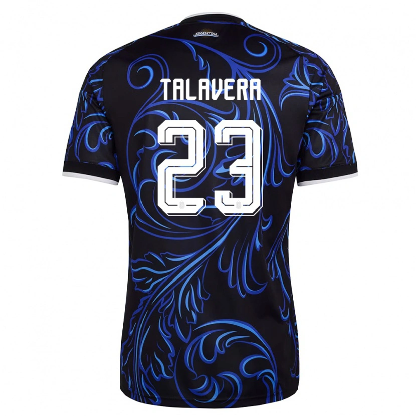 Danxen Mujer Camiseta Argentina Demian Talavera #23 Negro Blanco Azul Cielo 2ª Equipación 26-28 La Camisa