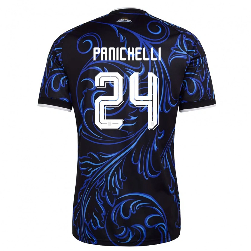 Danxen Mujer Camiseta Argentina Joaquín Panichelli #24 Negro Blanco Azul Cielo 2ª Equipación 26-28 La Camisa