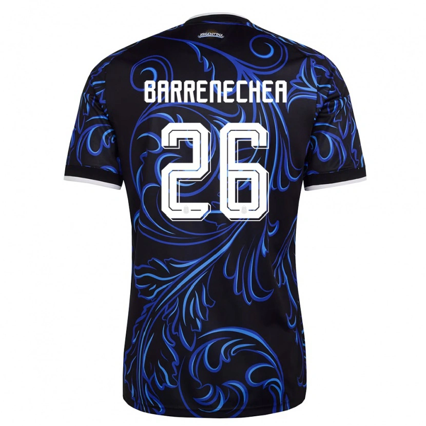 Danxen Mujer Camiseta Argentina Enzo Barrenechea #26 Negro Blanco Azul Cielo 2ª Equipación 26-28 La Camisa