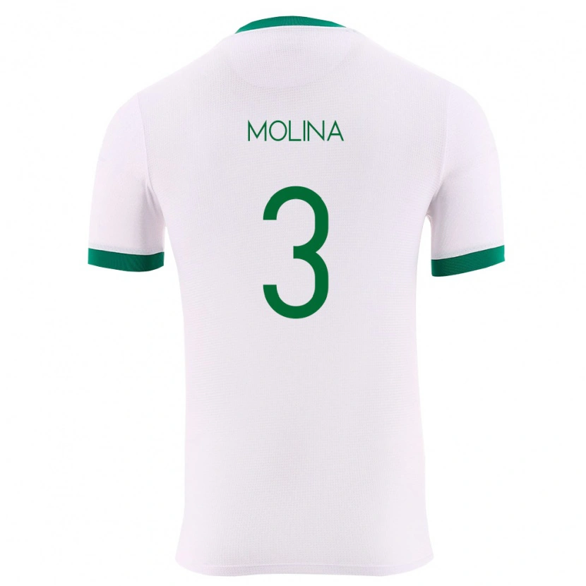 Danxen Mujer Camiseta Bolivia Iván Molina #3 Blanco Verde Rojo 2ª Equipación 26-28 La Camisa