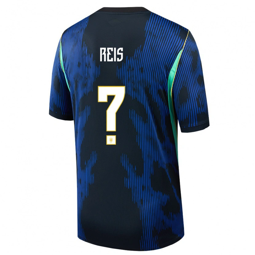 Danxen Mujer Camiseta Brasil Vitor Reis #0 Azul Amarillo Marino 2ª Equipación 26-28 La Camisa