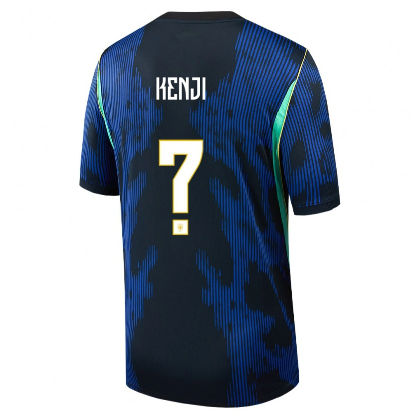 Danxen Mujer Camiseta Brasil Kenji #0 Azul Amarillo Marino 2ª Equipación 26-28 La Camisa