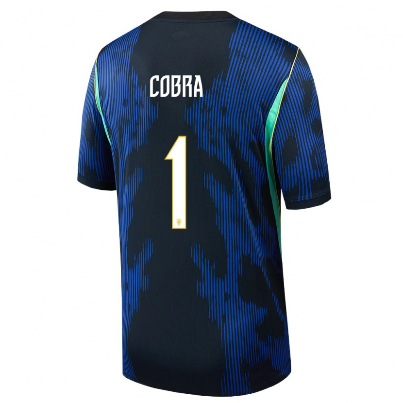 Danxen Mujer Camiseta Brasil Pedro Cobra #1 Azul Amarillo Marino 2ª Equipación 26-28 La Camisa