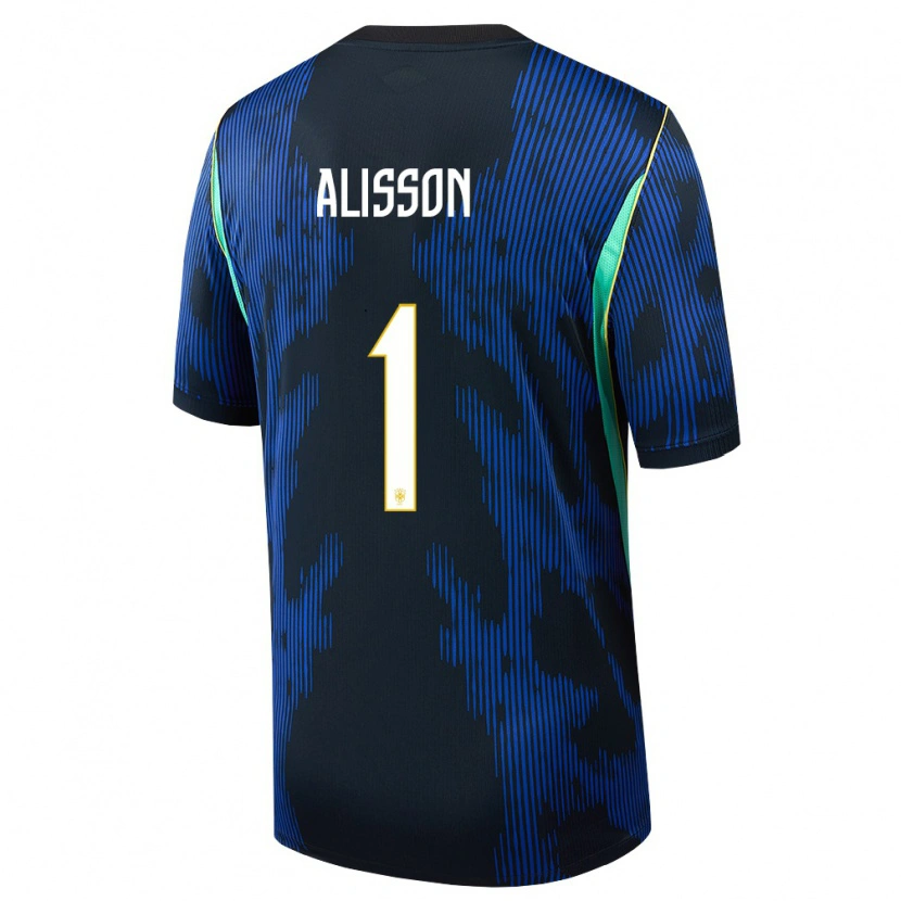 Danxen Mujer Camiseta Brasil Alisson #1 Azul Amarillo Marino 2ª Equipación 26-28 La Camisa