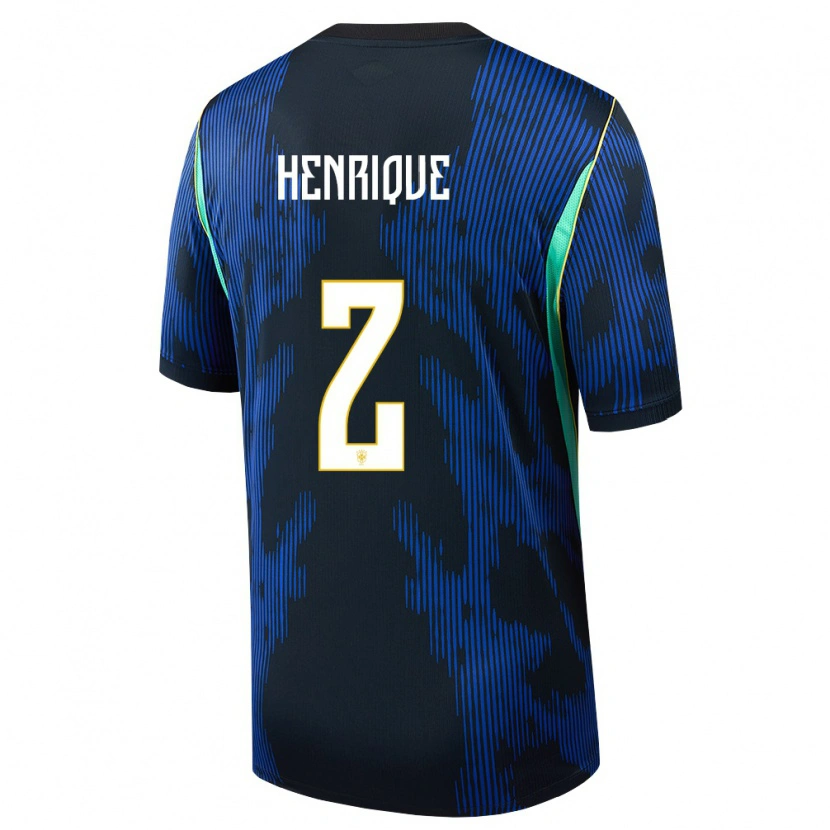 Danxen Mujer Camiseta Brasil Henrique #2 Azul Amarillo Marino 2ª Equipación 26-28 La Camisa