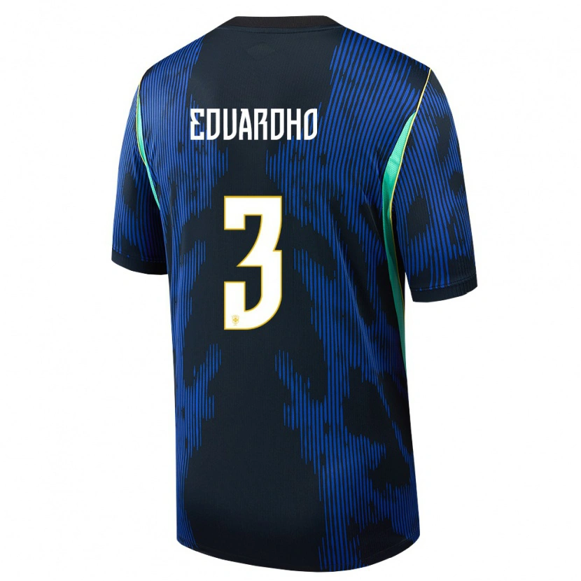 Danxen Mujer Camiseta Brasil Eduardho #3 Azul Amarillo Marino 2ª Equipación 26-28 La Camisa