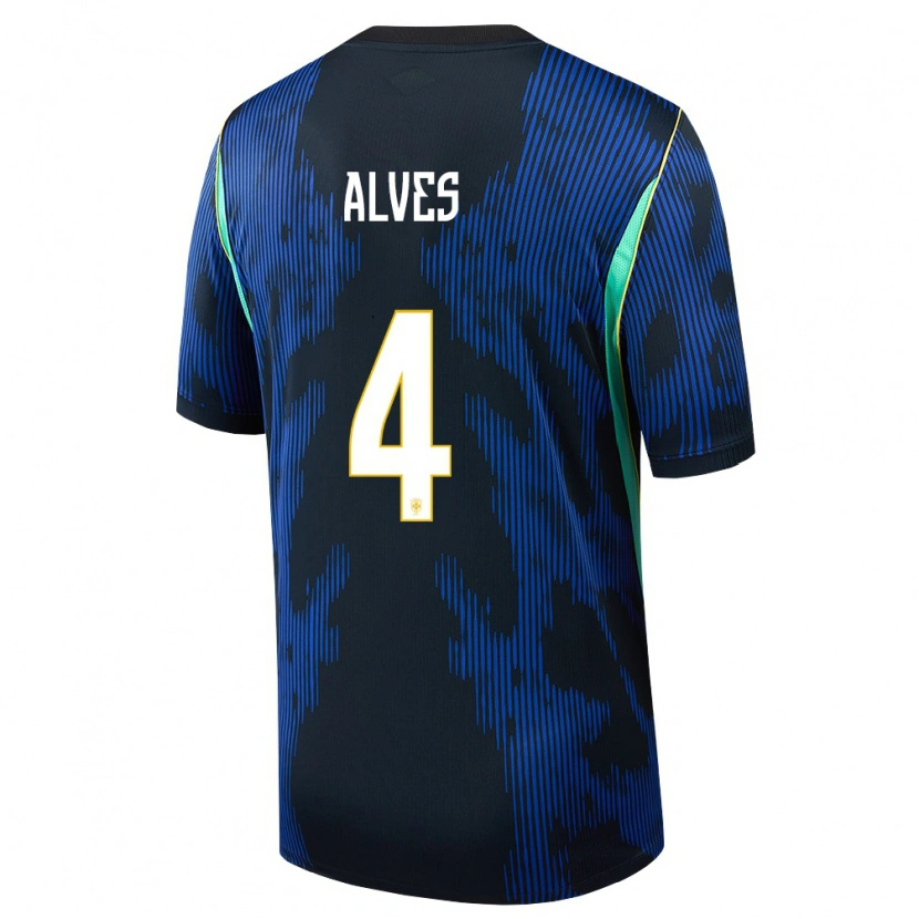 Danxen Mujer Camiseta Brasil Bruno Alves #4 Azul Amarillo Marino 2ª Equipación 26-28 La Camisa