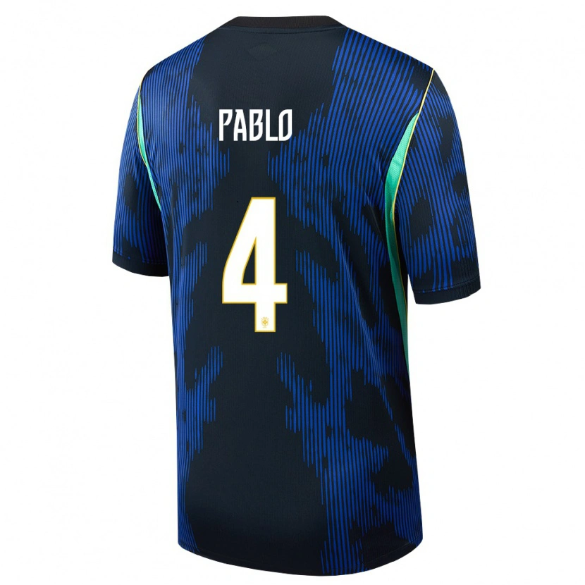Danxen Mujer Camiseta Brasil Ruan Pablo #4 Azul Amarillo Marino 2ª Equipación 26-28 La Camisa