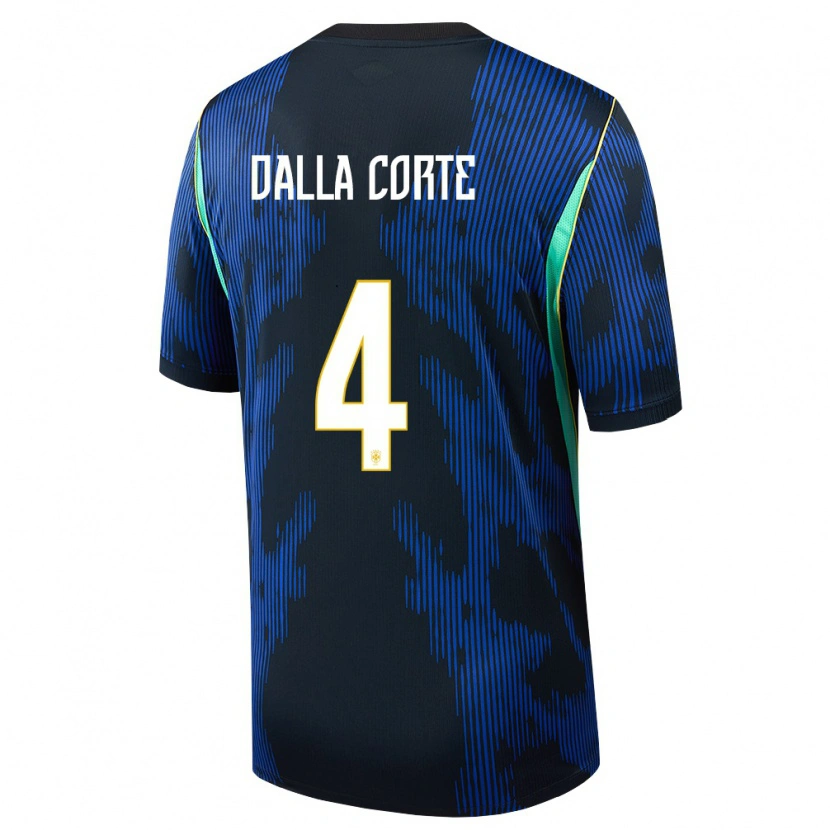 Danxen Mujer Camiseta Brasil Joao Dalla Corte #4 Azul Amarillo Marino 2ª Equipación 26-28 La Camisa