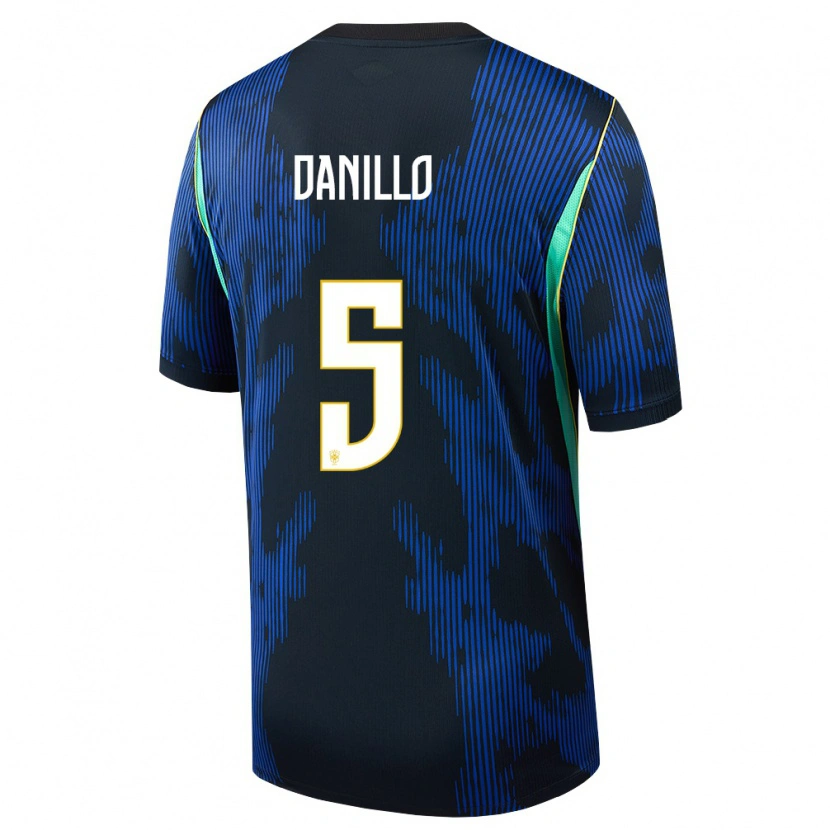 Danxen Mujer Camiseta Brasil Danillo #5 Azul Amarillo Marino 2ª Equipación 26-28 La Camisa