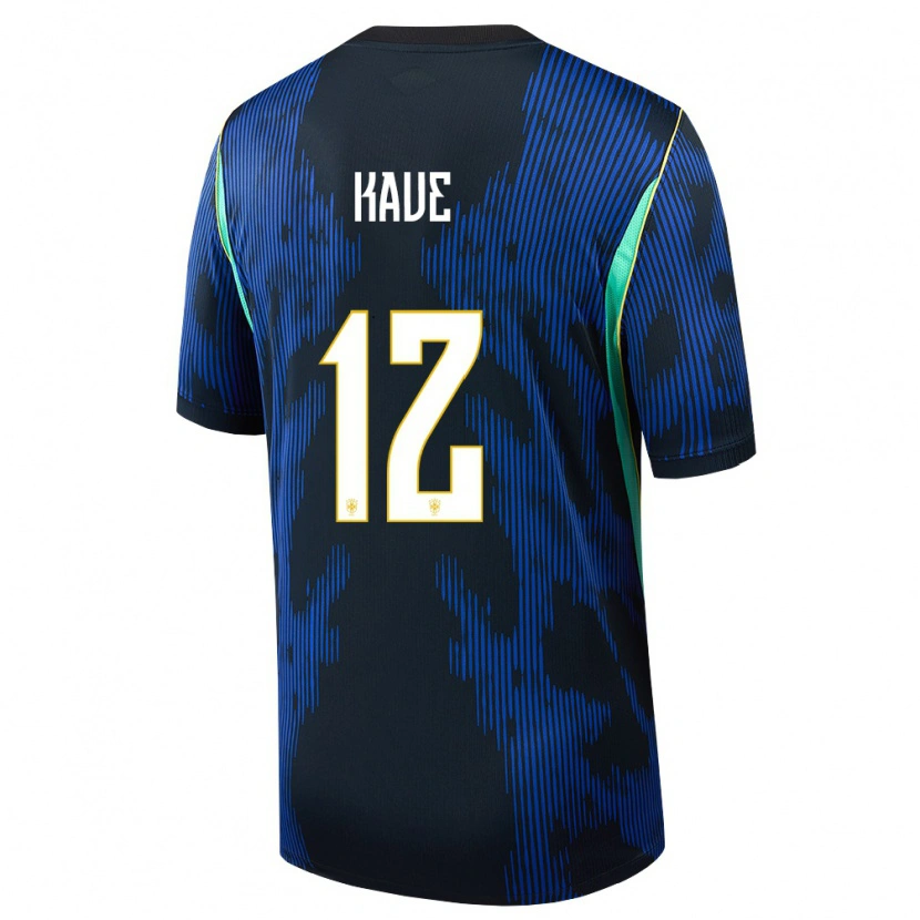 Danxen Mujer Camiseta Brasil Kaue #12 Azul Amarillo Marino 2ª Equipación 26-28 La Camisa
