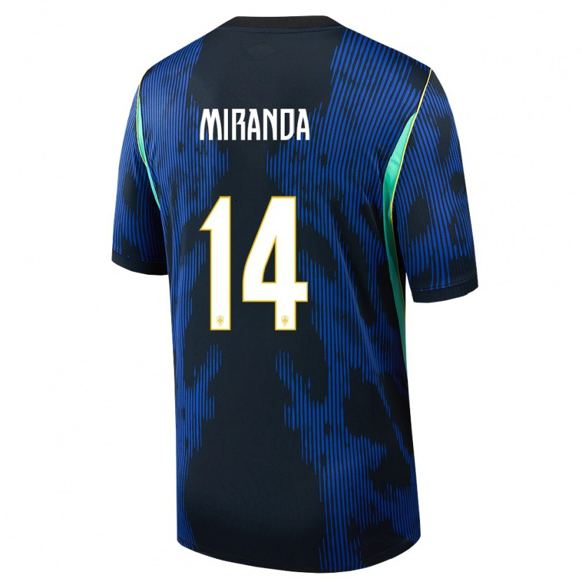 Danxen Mujer Camiseta Brasil Lucas Miranda #14 Azul Amarillo Marino 2ª Equipación 26-28 La Camisa