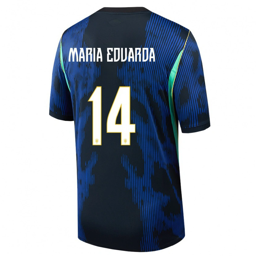 Danxen Mujer Camiseta Brasil Maria Eduarda #14 Azul Amarillo Marino 2ª Equipación 26-28 La Camisa