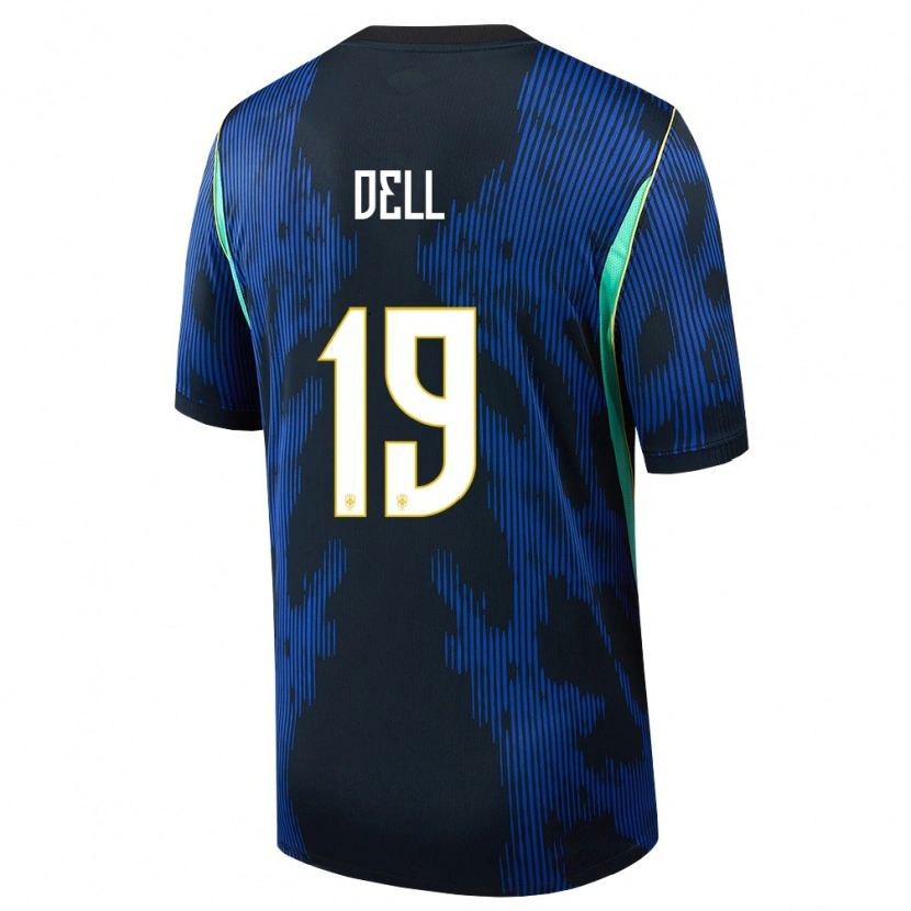 Danxen Mujer Camiseta Brasil Dell #19 Azul Amarillo Marino 2ª Equipación 26-28 La Camisa