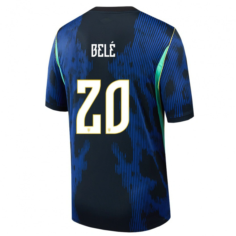 Danxen Mujer Camiseta Brasil Erick Belé #20 Azul Amarillo Marino 2ª Equipación 26-28 La Camisa
