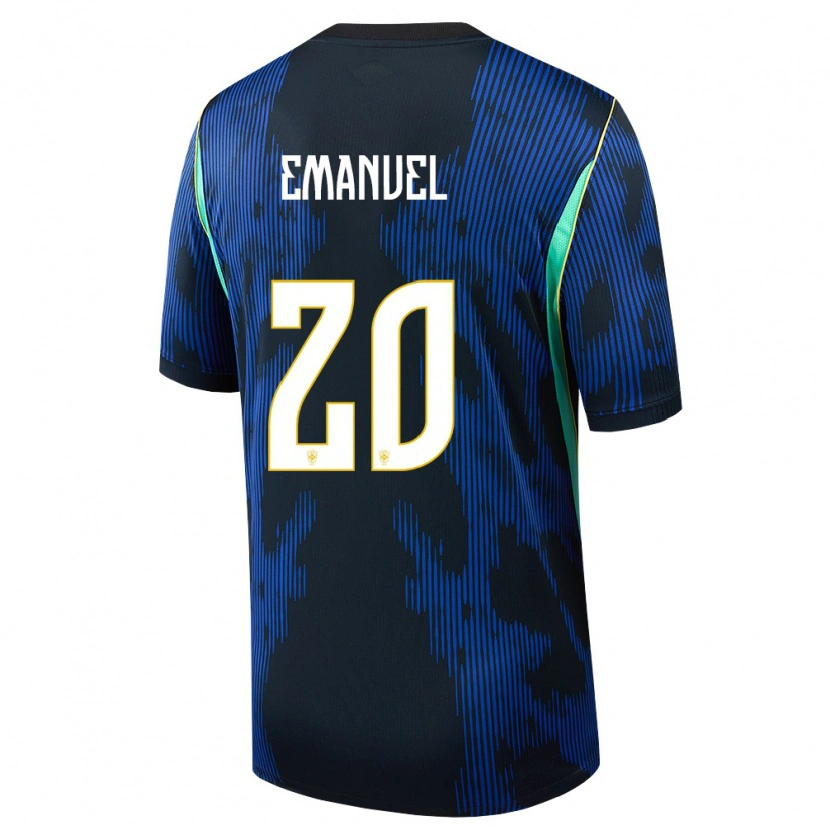 Danxen Mujer Camiseta Brasil Emanuel #20 Azul Amarillo Marino 2ª Equipación 26-28 La Camisa