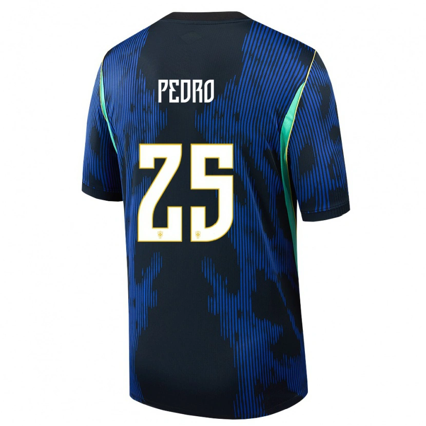 Danxen Mujer Camiseta Brasil Pedro #25 Azul Amarillo Marino 2ª Equipación 26-28 La Camisa