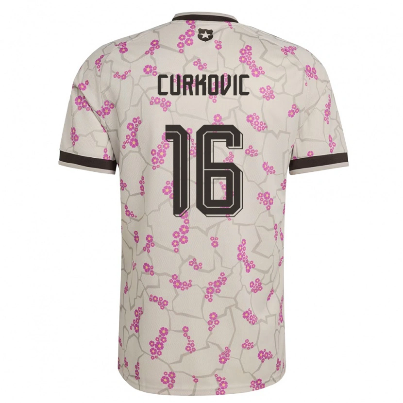 Danxen Mujer Camiseta Chile Andro Curkovic #16 Blanco Púrpura 2ª Equipación 26-28 La Camisa