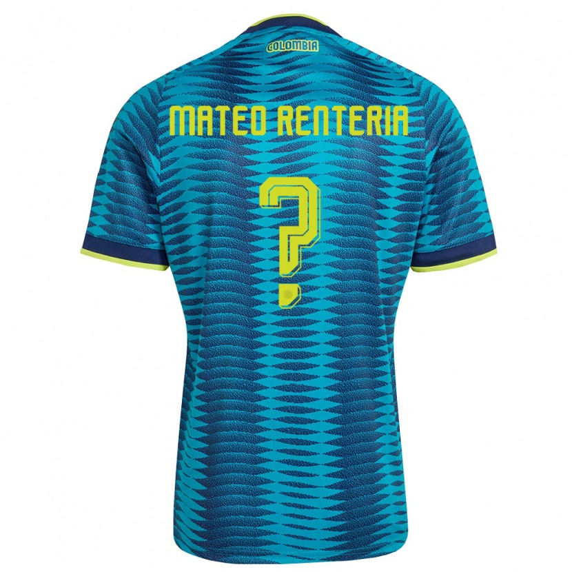 Danxen Mujer Camiseta Colombia Luis Mateo Renteria #0 Azul Amarillo Marino 2ª Equipación 26-28 La Camisa