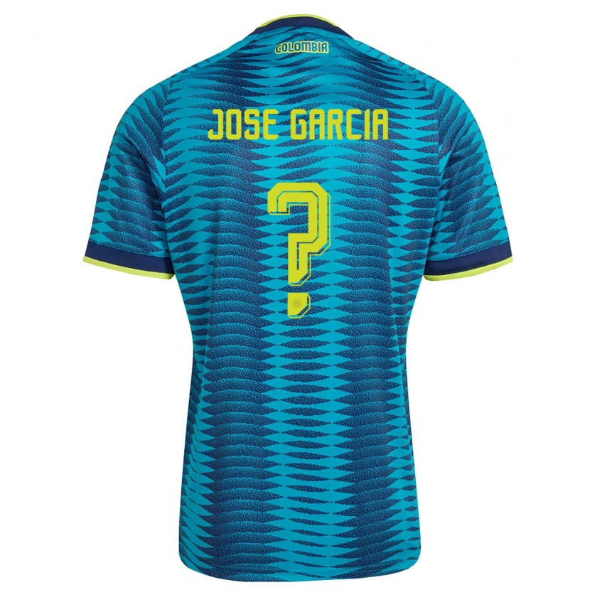 Danxen Mujer Camiseta Colombia José García #0 Azul Amarillo Marino 2ª Equipación 26-28 La Camisa
