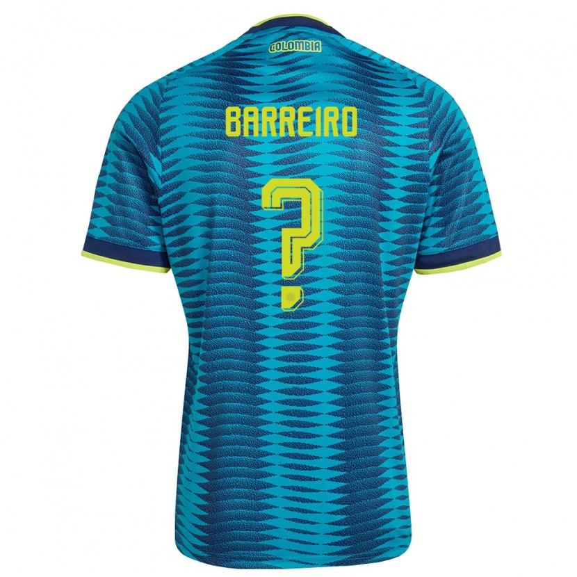 Danxen Mujer Camiseta Colombia Jhon Barreiro #0 Azul Amarillo Marino 2ª Equipación 26-28 La Camisa