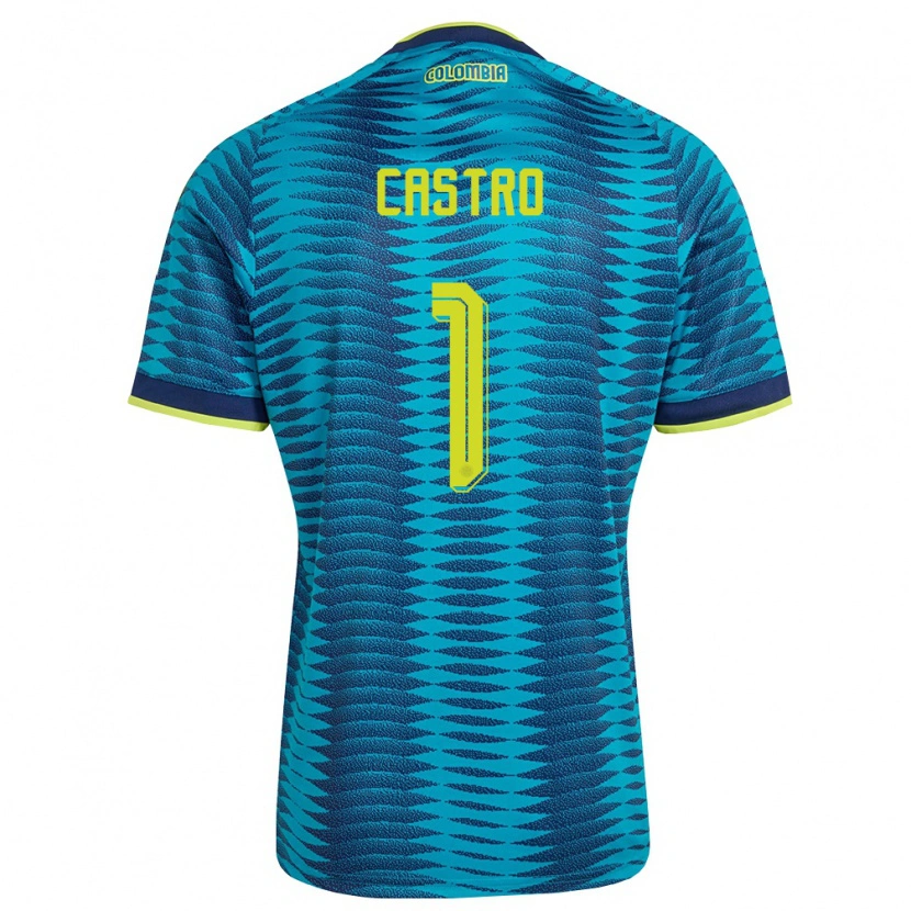 Danxen Mujer Camiseta Colombia Danny Castro #1 Azul Amarillo Marino 2ª Equipación 26-28 La Camisa