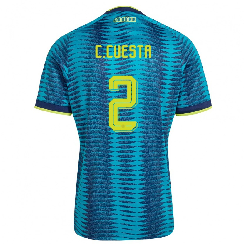 Danxen Mujer Camiseta Colombia Carlos Cuesta #2 Azul Amarillo Marino 2ª Equipación 26-28 La Camisa