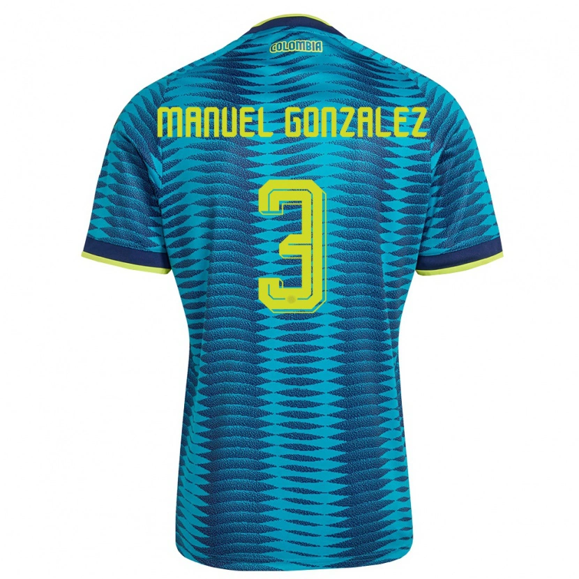 Danxen Mujer Camiseta Colombia Carlos Manuel González #3 Azul Amarillo Marino 2ª Equipación 26-28 La Camisa