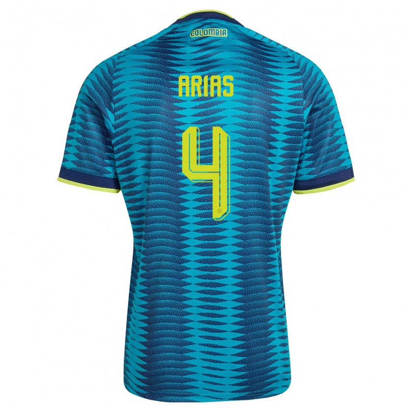 Danxen Mujer Camiseta Colombia Santiago Arias #4 Azul Amarillo Marino 2ª Equipación 26-28 La Camisa
