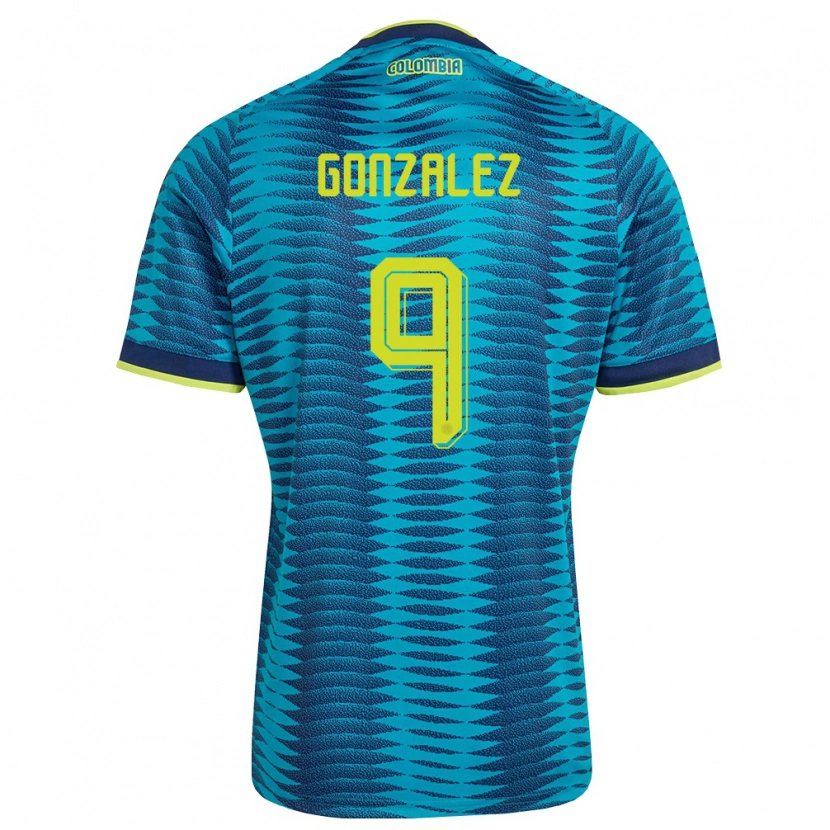 Danxen Mujer Camiseta Colombia Manuela González #9 Azul Amarillo Marino 2ª Equipación 26-28 La Camisa