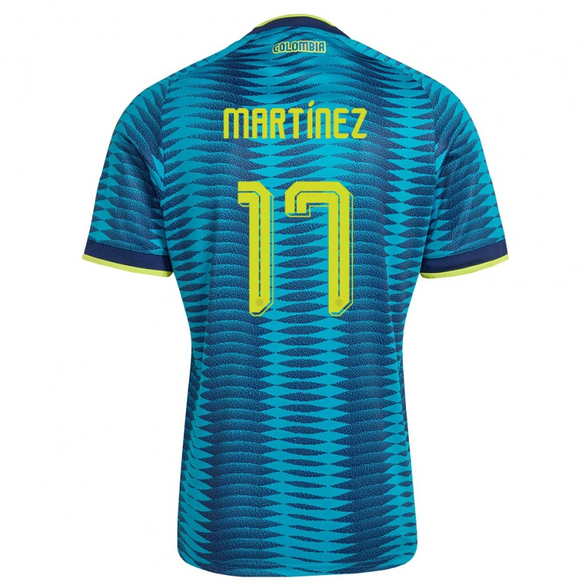 Danxen Mujer Camiseta Colombia Weiner Martínez #17 Azul Amarillo Marino 2ª Equipación 26-28 La Camisa