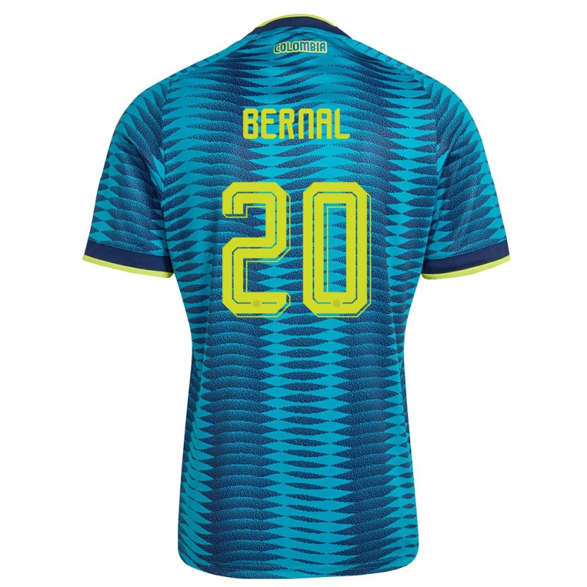 Danxen Mujer Camiseta Colombia Nicolas Bernal #20 Azul Amarillo Marino 2ª Equipación 26-28 La Camisa