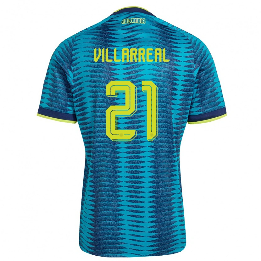 Danxen Mujer Camiseta Colombia Néiser Villarreal #21 Azul Amarillo Marino 2ª Equipación 26-28 La Camisa
