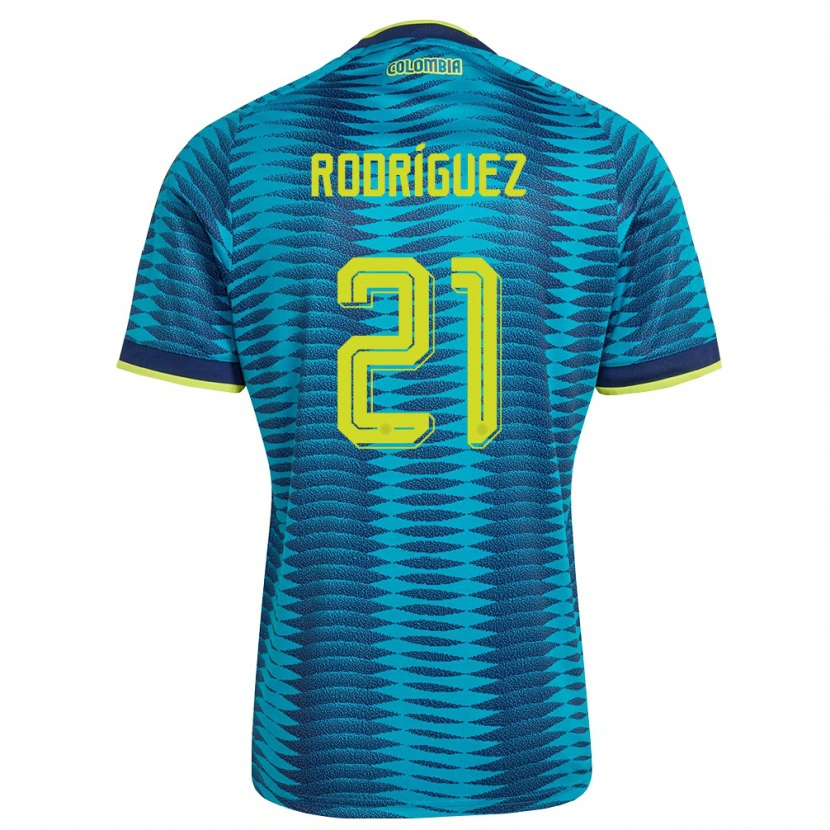 Danxen Mujer Camiseta Colombia David Rodríguez #21 Azul Amarillo Marino 2ª Equipación 26-28 La Camisa