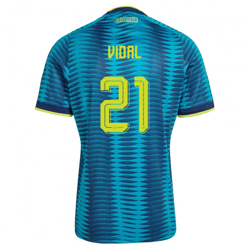 Danxen Mujer Camiseta Colombia Ingrid Vidal #21 Azul Amarillo Marino 2ª Equipación 26-28 La Camisa