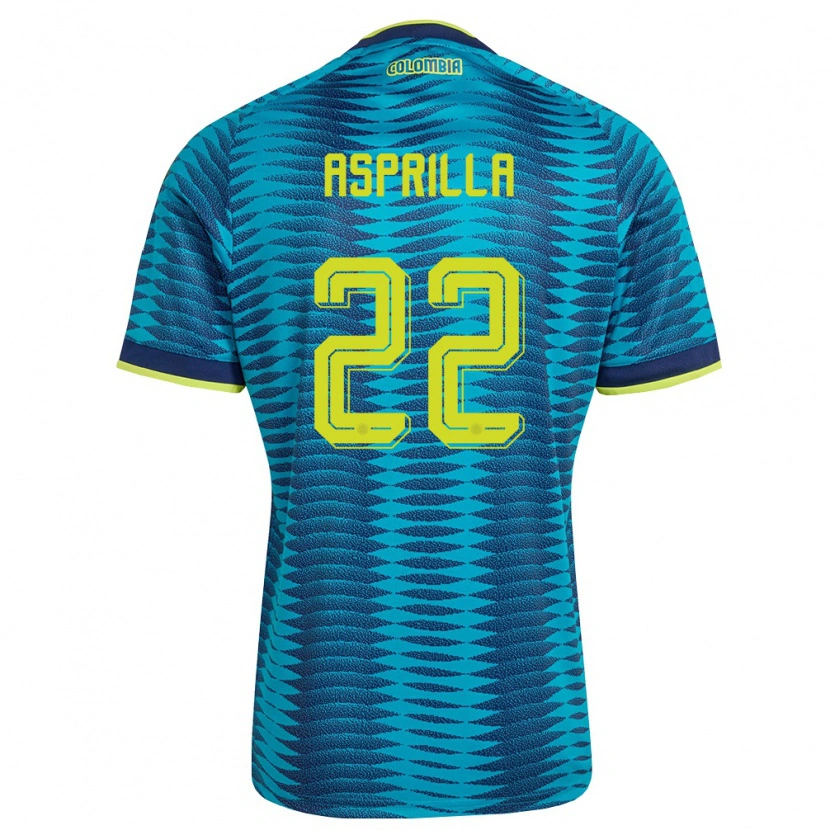 Danxen Mujer Camiseta Colombia Yáser Asprilla #22 Azul Amarillo Marino 2ª Equipación 26-28 La Camisa