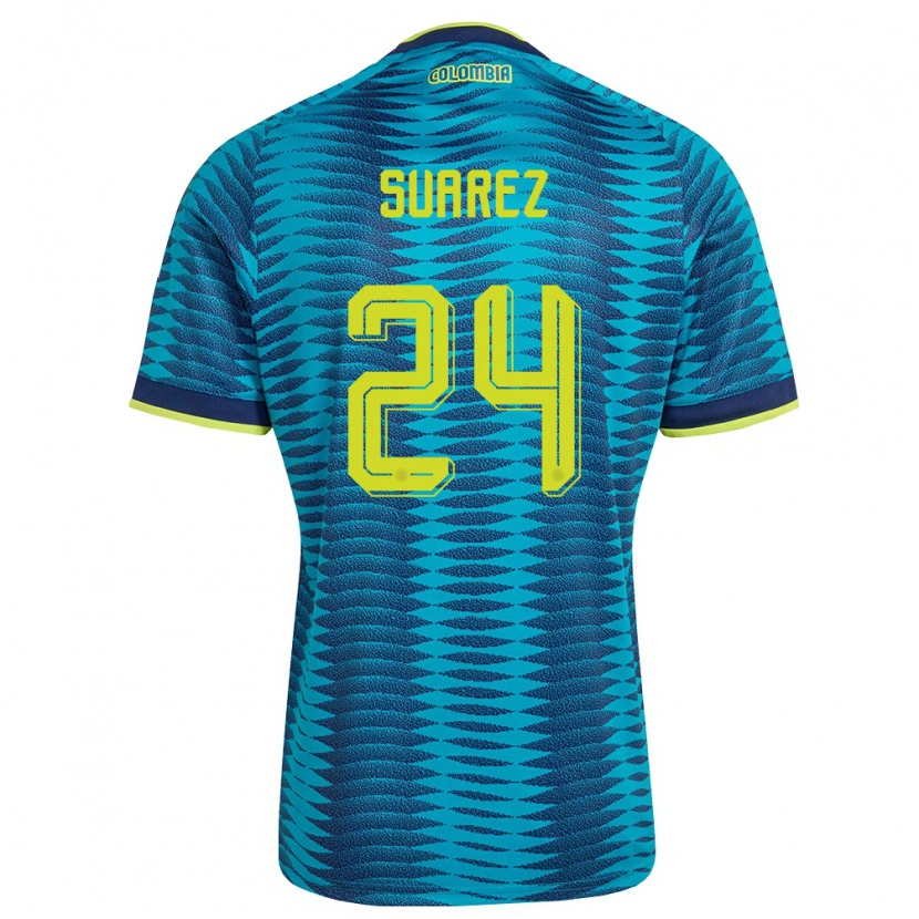 Danxen Mujer Camiseta Colombia Luis Suárez #24 Azul Amarillo Marino 2ª Equipación 26-28 La Camisa