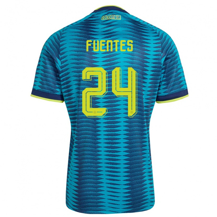 Danxen Mujer Camiseta Colombia Gabriel Fuentes #24 Azul Amarillo Marino 2ª Equipación 26-28 La Camisa